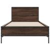 vidaXL Bed Frame Brown Oak Engineered Wood, Metal, Plywood Twin Durable