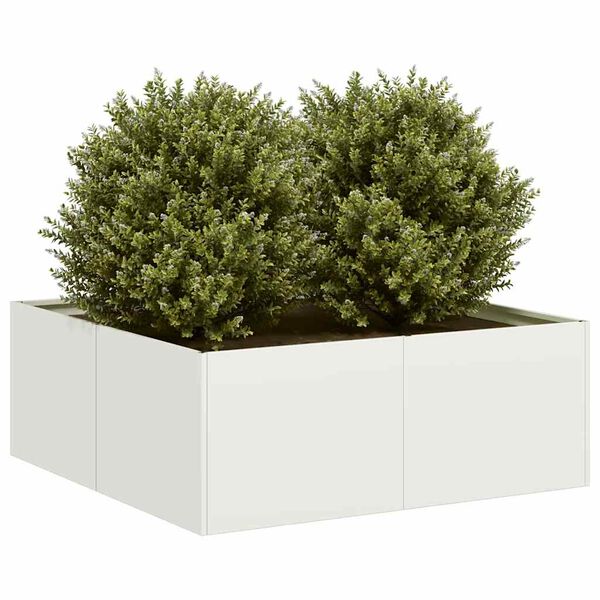 vidaXL Planter White Cold-rolled steel Large Decorative Inlays Planter