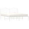 vidaXL Bed Frame White Steel 72 x 84 in Bed Frame Rectangular Modern