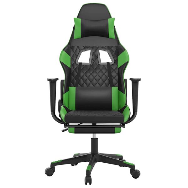 vidaXL Gaming Chair Black and Green