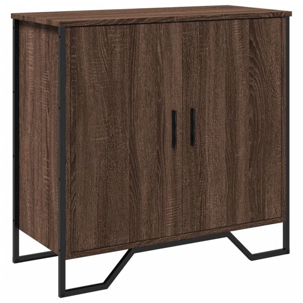 vidaXL Sideboard Brown Oak Engineered Wood, Metal Medium Sideboard