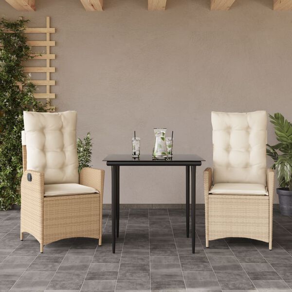 vidaXL Garden Dining Set Beige, Cream, Black