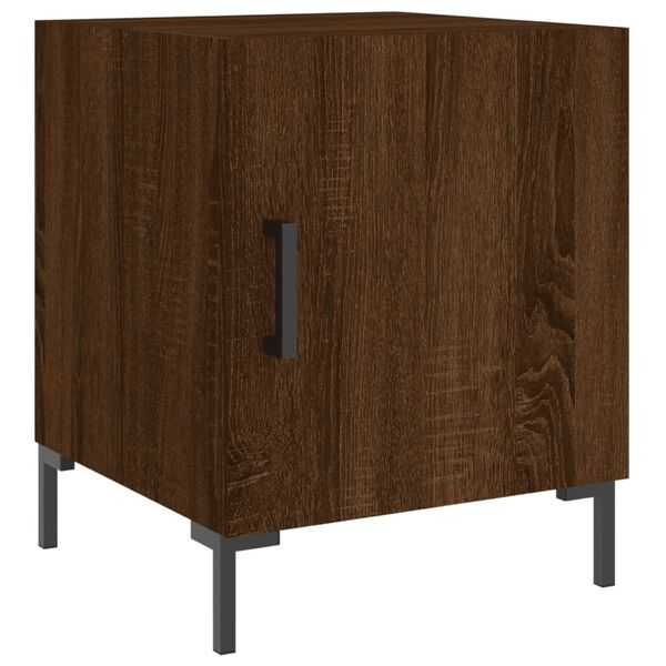 vidaXL Bedside Cabinet Set of 2 Brown Oak Engineered wood, iron Standard