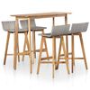 vidaXL Bar Set Brown and light gray Solid Acacia Wood, PE Rattan Medium