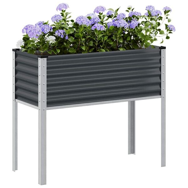 vidaXL Garden Planter Anthracite Steel 39.4 x 16.1 x 35.4 in Durable