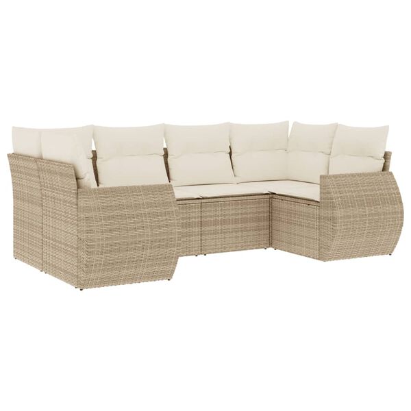 vidaXL Garden Sofa Set Beige and Cream White PE Rattan Large Modular