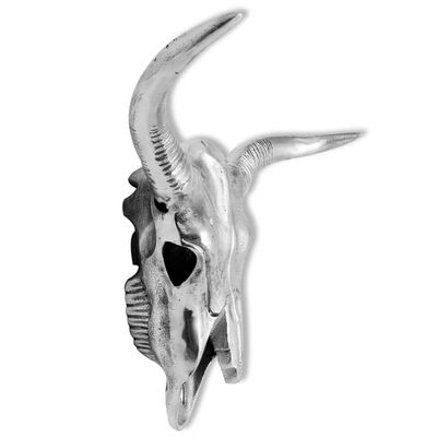 vidaXL Bull Skull Head Decoration Wall-Mounted Aluminum Silver