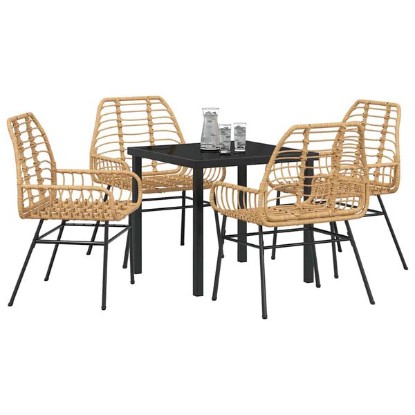 vidaXL Garden Dining Set 5 pcs Brown Poly Rattan
