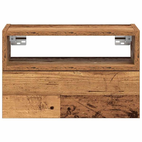 vidaXL Wall-mounted Bedside Cabinet Old wood Engineered wood Compact