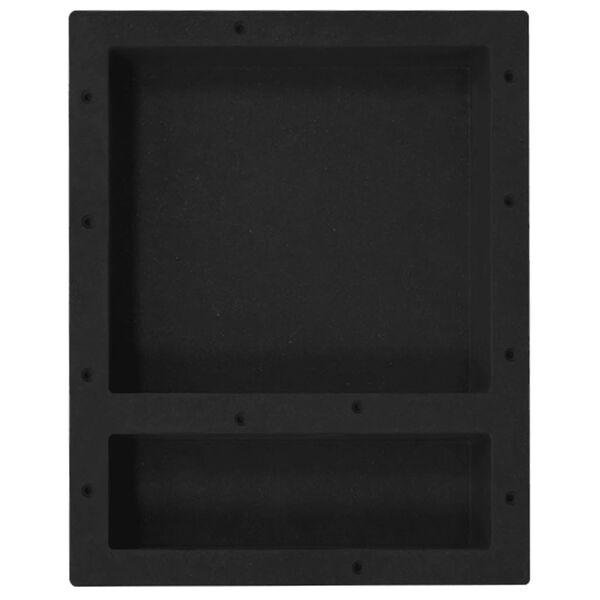 vidaXL Shower Niche with 2 Compartments Matt Black 16.1"x20.1"x3.9"