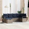 vidaXL Sofa Set with Cushion with Storage Grey and Navy Poly Rattan