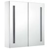 vidaXL Bathroom Cabinet White and Silver MDF, Glass 23.6x5.5x24.4 in