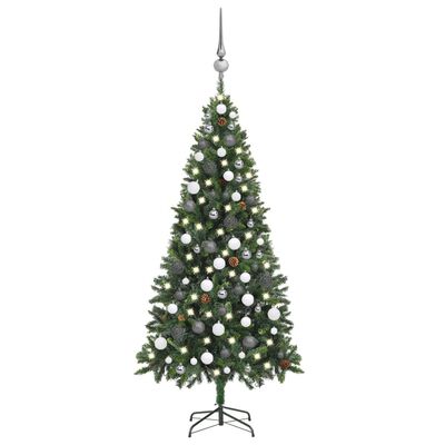 vidaXL Artificial Pre-lit Christmas Tree with Ball Set Pine Cones 70.9"