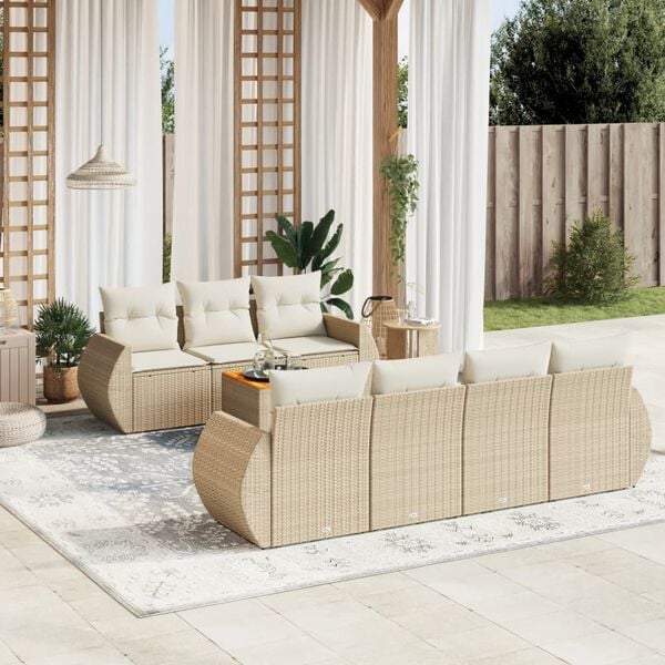 vidaXL Garden Sofa Set Beige PE rattan Large Modular Garden Sofa Set