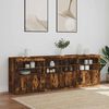 vidaXL Sideboard with LED Lights Smoked Oak 79.5"x14.6"x26.4"