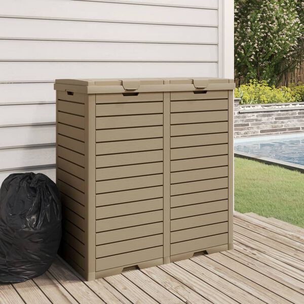 vidaXL Outdoor Garbage Bin Light Brown 30.7"x16.1"x33.9" Polypropylene