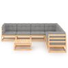 vidaXL Garden Lounge Set Natural pine, Grey cushions