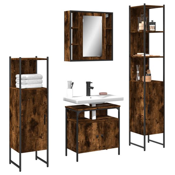 vidaXL Bathroom Cabinet Set Smoked Oak