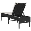 vidaXL Sun Lounger with Cushion Black 55x200x44cm Poly Rattan
