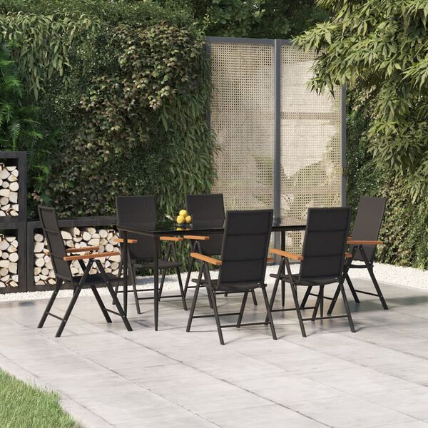 vidaXL Garden Dining Set Black and Brown