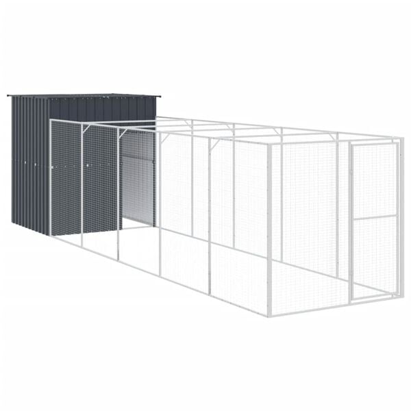 vidaXL Dog House Anthracite Galvanized Steel Large Durable Dog House