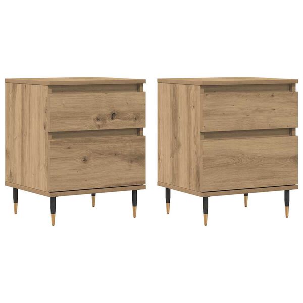 vidaXL Bedside Cabinet Set of 2 Artisan Oak Engineered wood, metal