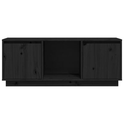 vidaXL TV Stand Black 43.5"x13.8"x17.3" Solid Wood Pine