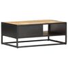 vidaXL Coffee Table Natural wood, Black Rough Mango Wood, Powder-Coated Iron