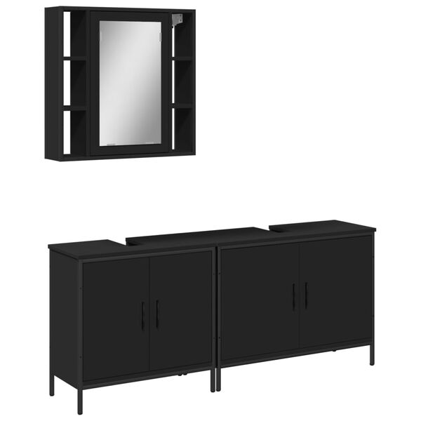 vidaXL Bathroom Cabinet Set Black