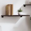 vidaXL Wall Shelf Dark brown Solid oak wood 23.6 x 15.7 x 0.8 in Durable