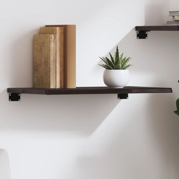 vidaXL Wall Shelf Dark brown Solid oak wood 23.6 x 15.7 x 0.8 in Durable