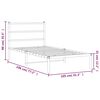 vidaXL Bed Frame White Powder-Coated Steel Twin Modern Metal Bed Frame