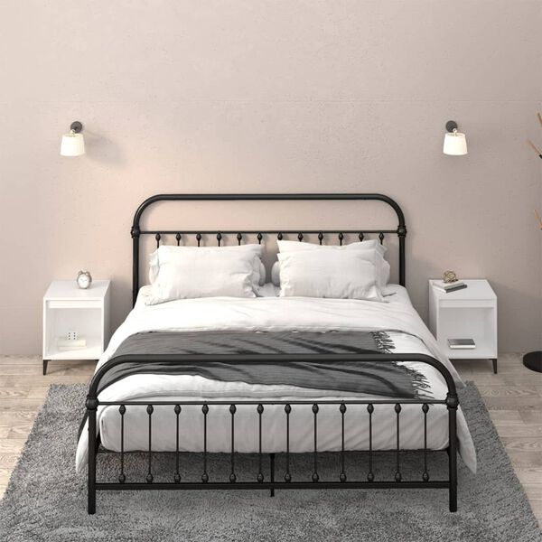 vidaXL Bedside Cabinet Set of 2 White Engineered wood, metal Small