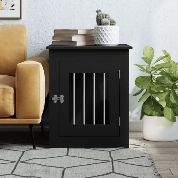 vidaXL Dog Crate Furniture Black Engineered wood and steel