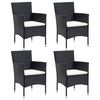 vidaXL Dining Set Black PE rattan, steel, fabric, WPC, aluminum