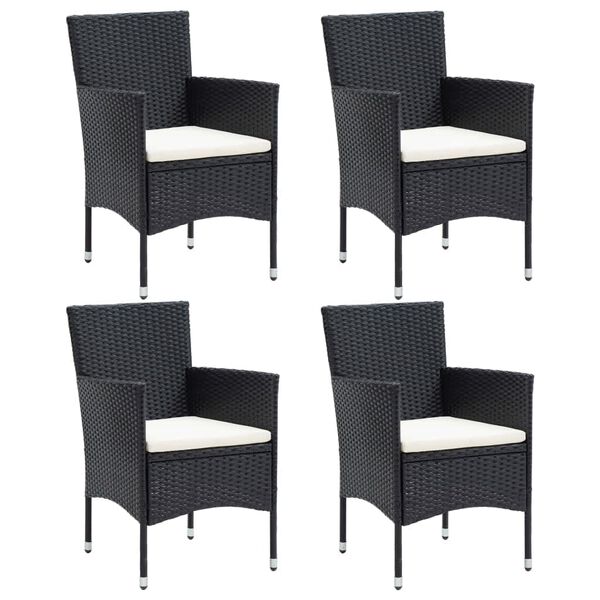 vidaXL Dining Set Black PE rattan, steel, fabric, WPC, aluminum