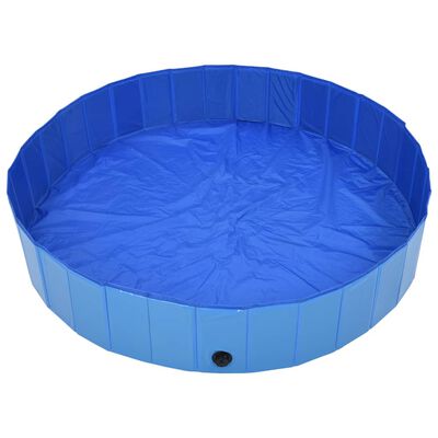 vidaXL Foldable Dog Swimming Pool Blue 63"x11.8" PVC