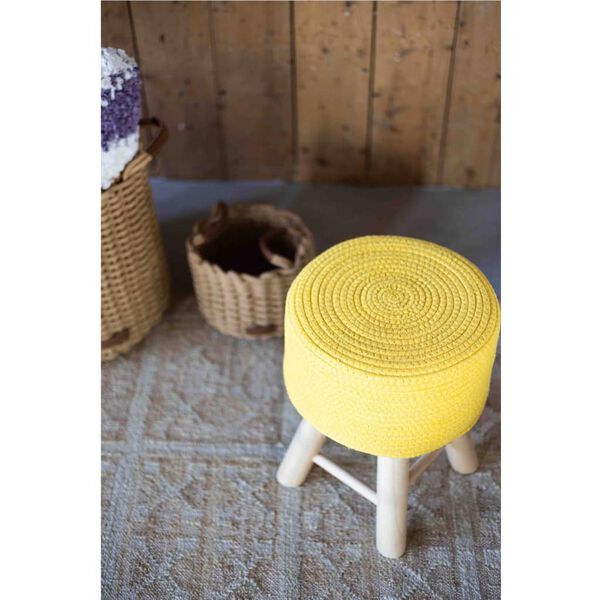 KidsDepot Stool Yellow Cotton rope and beech wood 11.4 in x 15.4 in