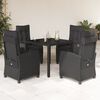 vidaXL 5 Piece Patio Dining Set with Cushions Black Poly Rattan