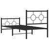 vidaXL Bed Frame Black Powder-Coated Steel Single Industrial Bed Frame