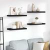 vidaXL Wall Shelf Set of 4 Black Honeycomb MDF, metal Medium