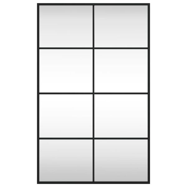 vidaXL Wall Mirror Black Glass, Powder-coated iron 19.7 x 31.5 in