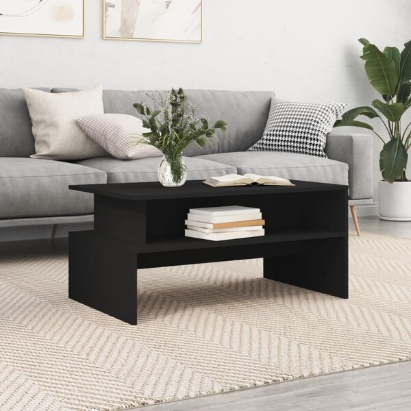 vidaXL Coffee Table Black Engineered wood 35.4 x 21.7 x 16.7 in
