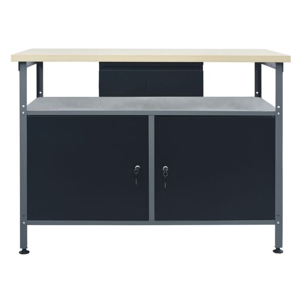 vidaXL Workbench Black 47.2"x23.6"x33.5" Steel