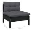 vidaXL 3-Seater Outdoor Sofa Black with Anthracite Cushions
