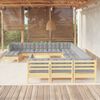 vidaXL Garden Lounge Set Gray, Natural Wood Solid Pine Wood, Polyester