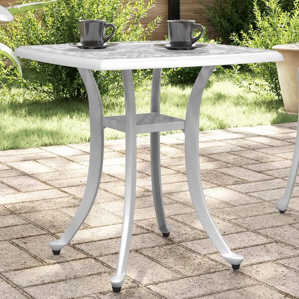 vidaXL Garden Table White Cast Aluminum Small Lightweight Garden Table