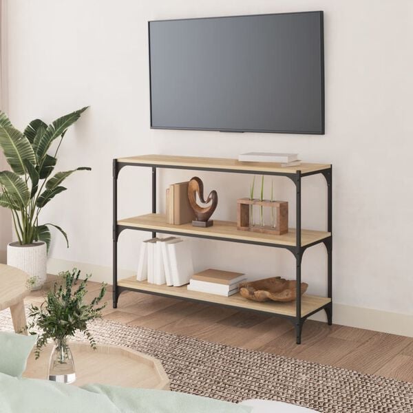 vidaXL Book Cabinet Sonoma oak, Black Engineered wood, steel Medium