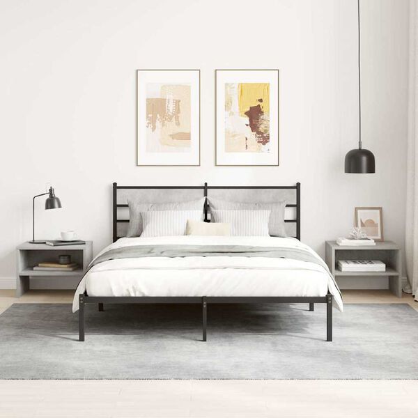 vidaXL Bedside Cabinet Concrete Grey Engineered Wood 15.7x11.8x11.8 in