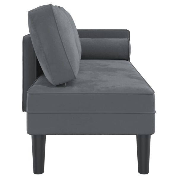 vidaXL Chaise Lounge with Cushions Dark Grey Velvet